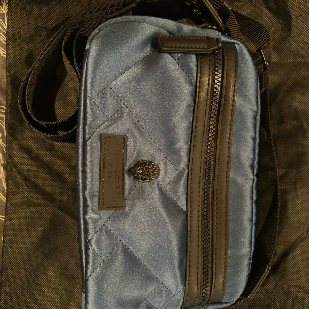Kurt Geiger Blue and Black Crossbody Bag with Quilted Design